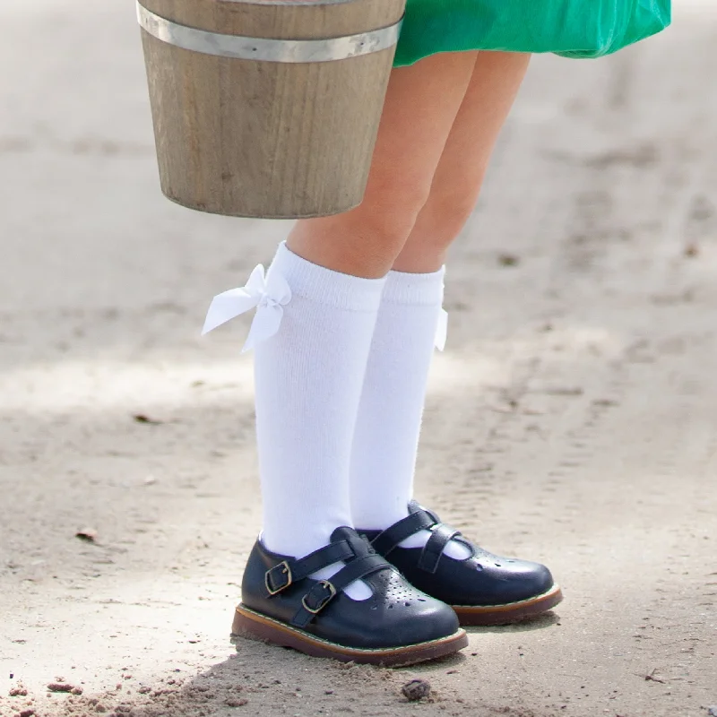 Women's Opaque Tights White Bow Socks