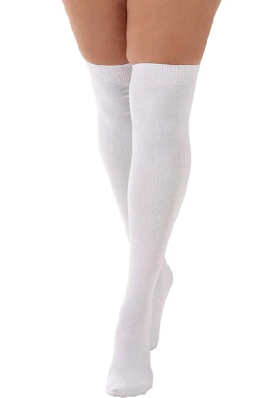 Anti - static stockings to prevent static cling White | OVER KNEE SOCKS