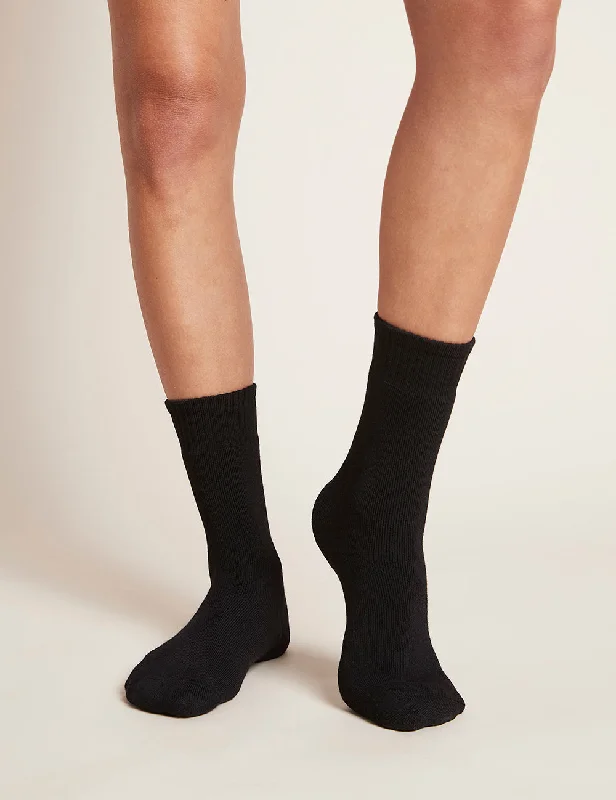 Women's knee - high socks with lace trim Women's Crew Boot Socks - Black