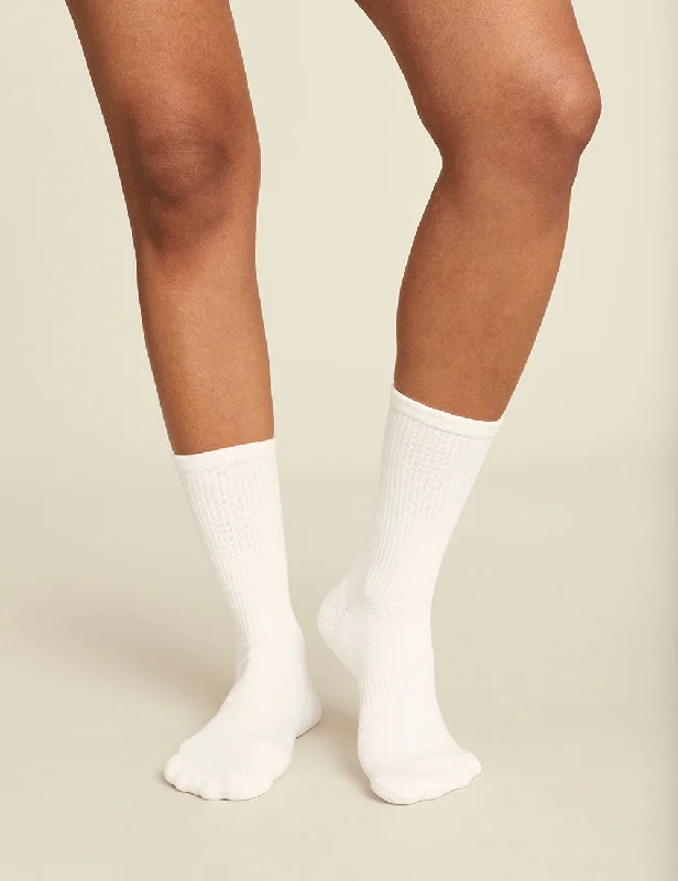 Women's leather - look socks for an edgy style Women's Cushioned Crew Socks - White