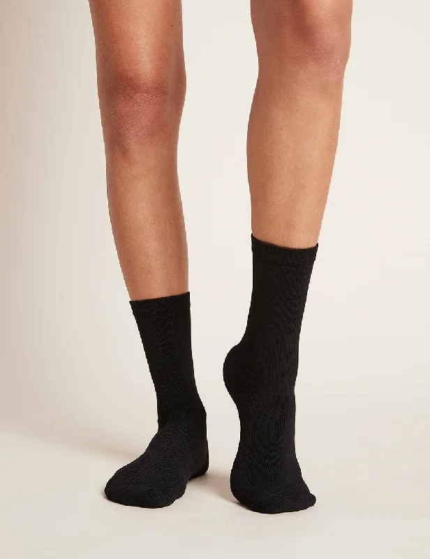 Women's satin - trimmed socks for a touch of elegance Women's Everyday Crew Socks - Black Women's satin - trimmed socks for a touch of elegance Women's Everyday Crew Socks - Black
