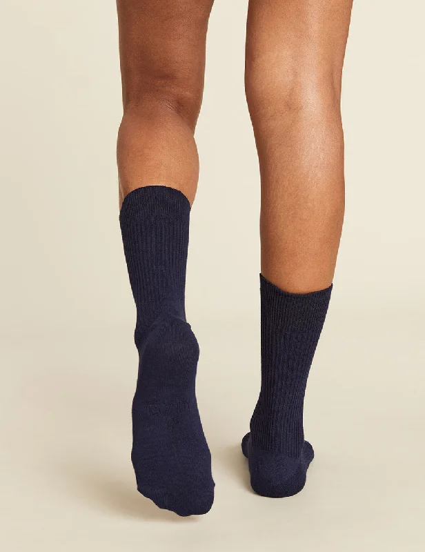 Women's cushioned sole socks for shock absorption Women's Ribbed Crew Socks - Navy