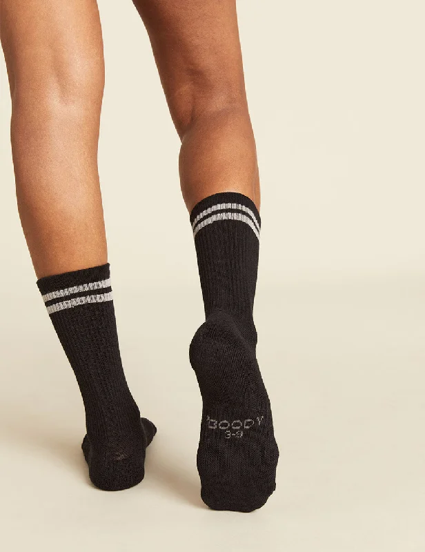 Women's anti - odor socks for long - day freshness Women's Striped Cushioned Crew Socks - Black/Grey Women's anti - odor socks for long - day freshness Women's Striped Cushioned Crew Socks - Black/Grey