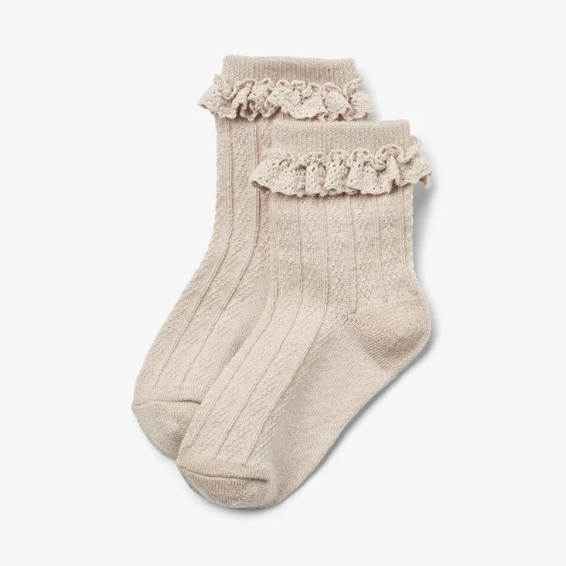 Tights for Dance Performances Wool Lace Socks Nora - offwhite