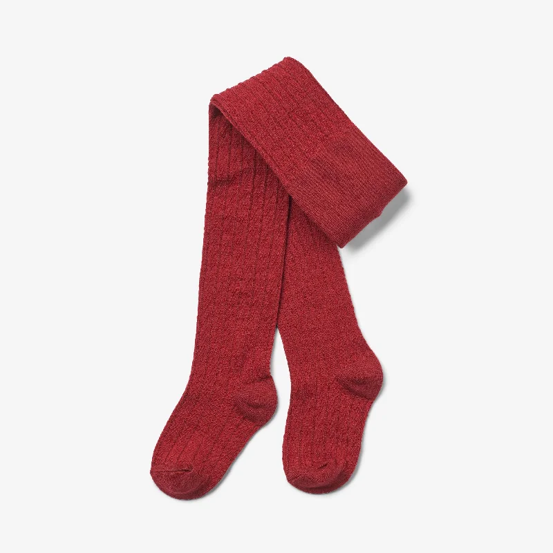 Women's Mesh Tights Wool Lace Tights Karla - cherry red