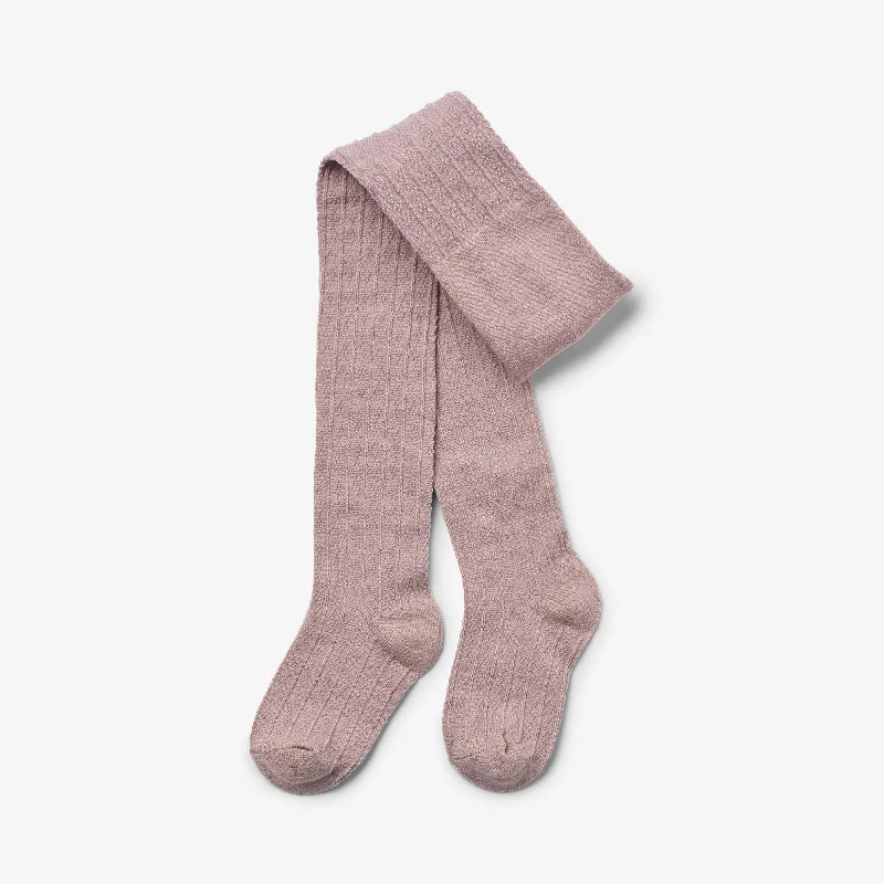Cotton Tights for Comfort Wool Lace Tights Karla - dry rose