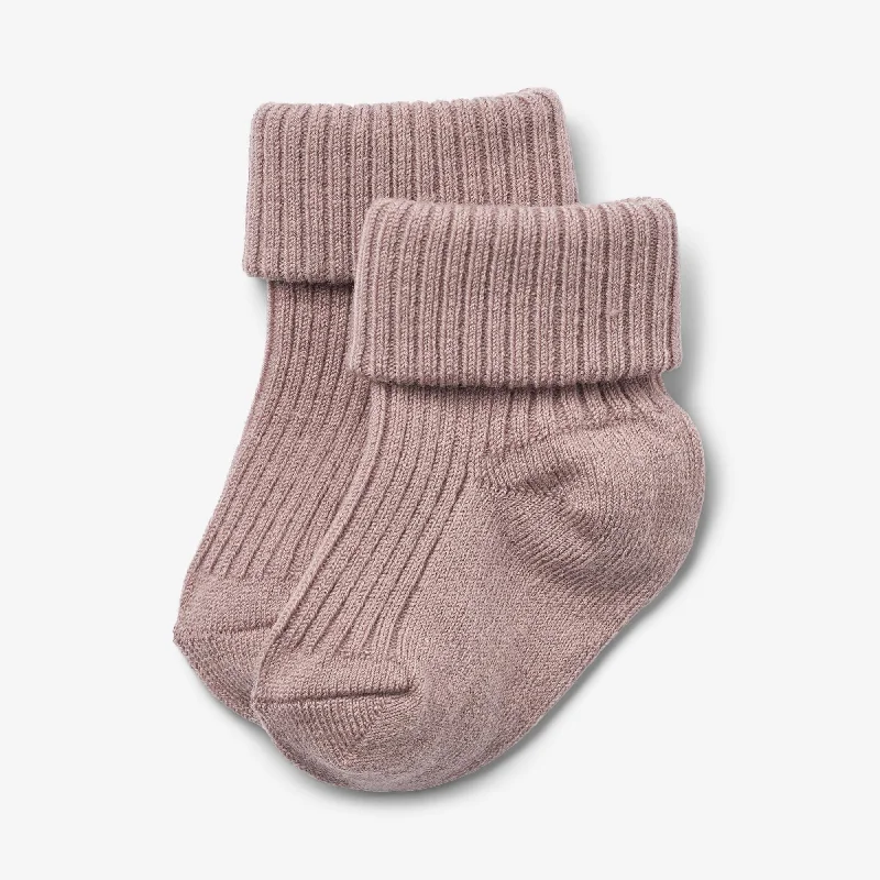 Tights with Cut-Outs for Women Wool Rib Socks Ziggy - dry rose