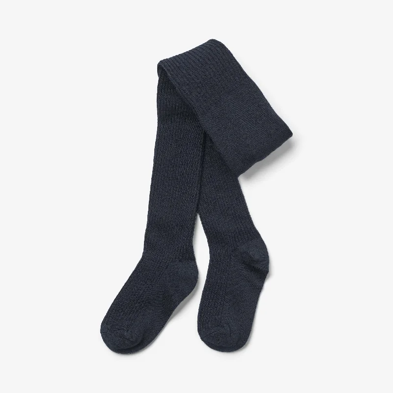 Eco-Friendly Tights for Women Wool Rib Tights Robin - navy