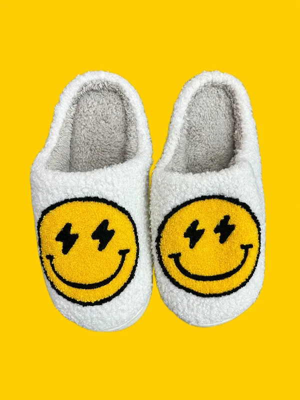 Sequined Sock Slippers for Special Occasions​ Yellow Lightning Smiley Slippers